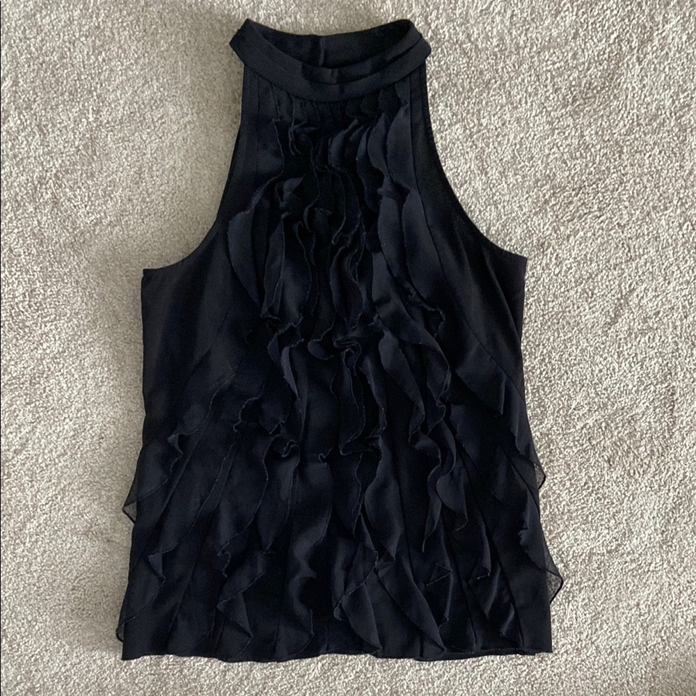 Elegant Black Ruffled Women's Top